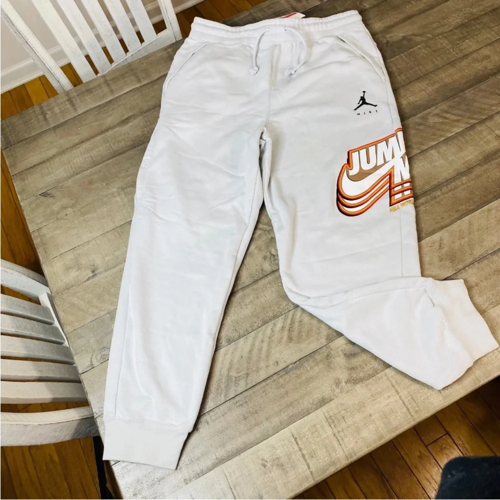 Nike Air Jordan Jump Man Bulls 91 92 93 Light Gray Sweat Pants Men Size L‎
